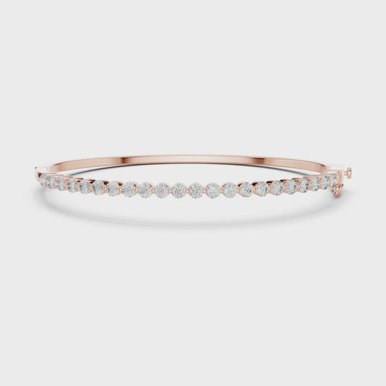 Aurora 2 Carat Round Lab Grown Diamond Statement Bangle - Rose Gold video