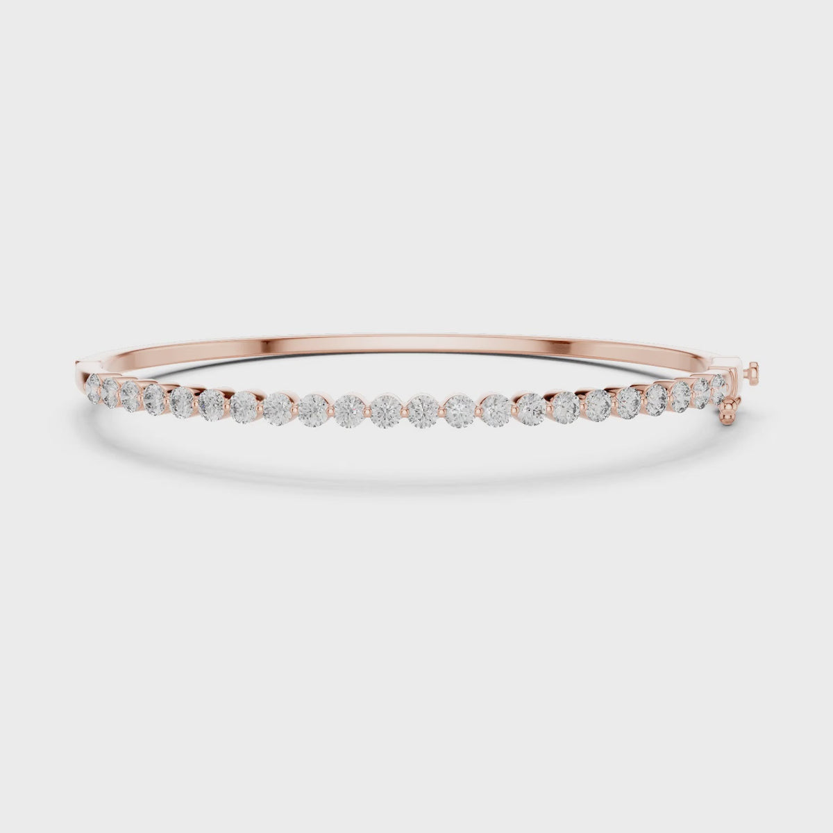 Aurora 2 Carat Round Lab Grown Diamond Statement Bangle - Rose Gold video