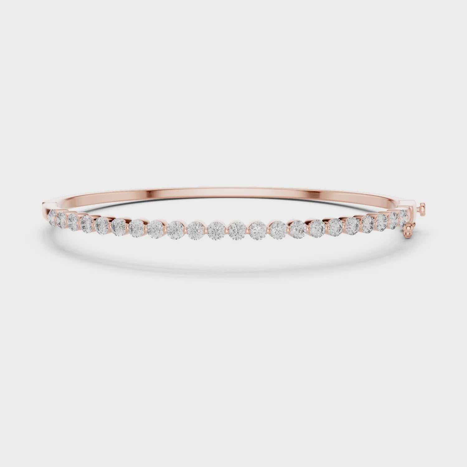 Aurora 2 Carat Round Lab Grown Diamond Statement Bangle - Rose Gold video