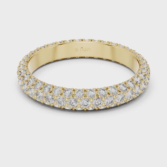 Aurora 1.5 Carat Round Lab Grown Diamond Domed Eternity Ring - Yellow Gold video