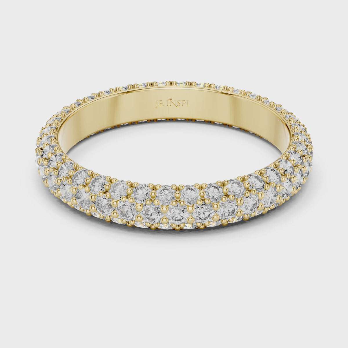 Aurora 1.5 Carat Round Lab Grown Diamond Domed Eternity Ring - Yellow Gold video