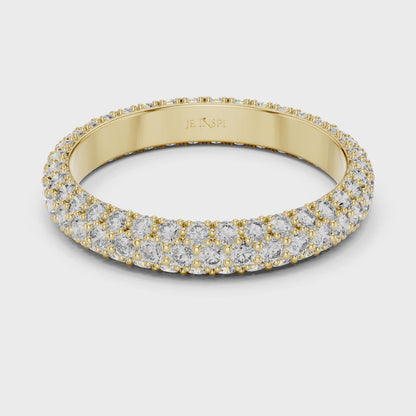 Aurora 1.5 Carat Round Lab Grown Diamond Domed Eternity Ring - Yellow Gold video