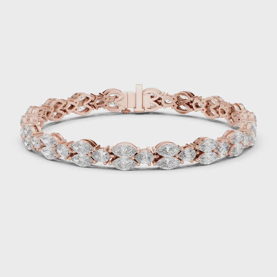 Aurora 10 Carat Marquise Lab Grown Diamond Tennis Bracelet - Rose Gold video