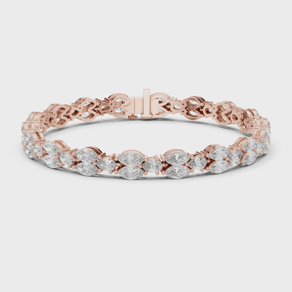 Aurora 10 Carat Marquise Lab Grown Diamond Tennis Bracelet - Rose Gold video