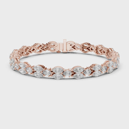 Aurora 10 Carat Marquise Lab Grown Diamond Tennis Bracelet - Rose Gold video