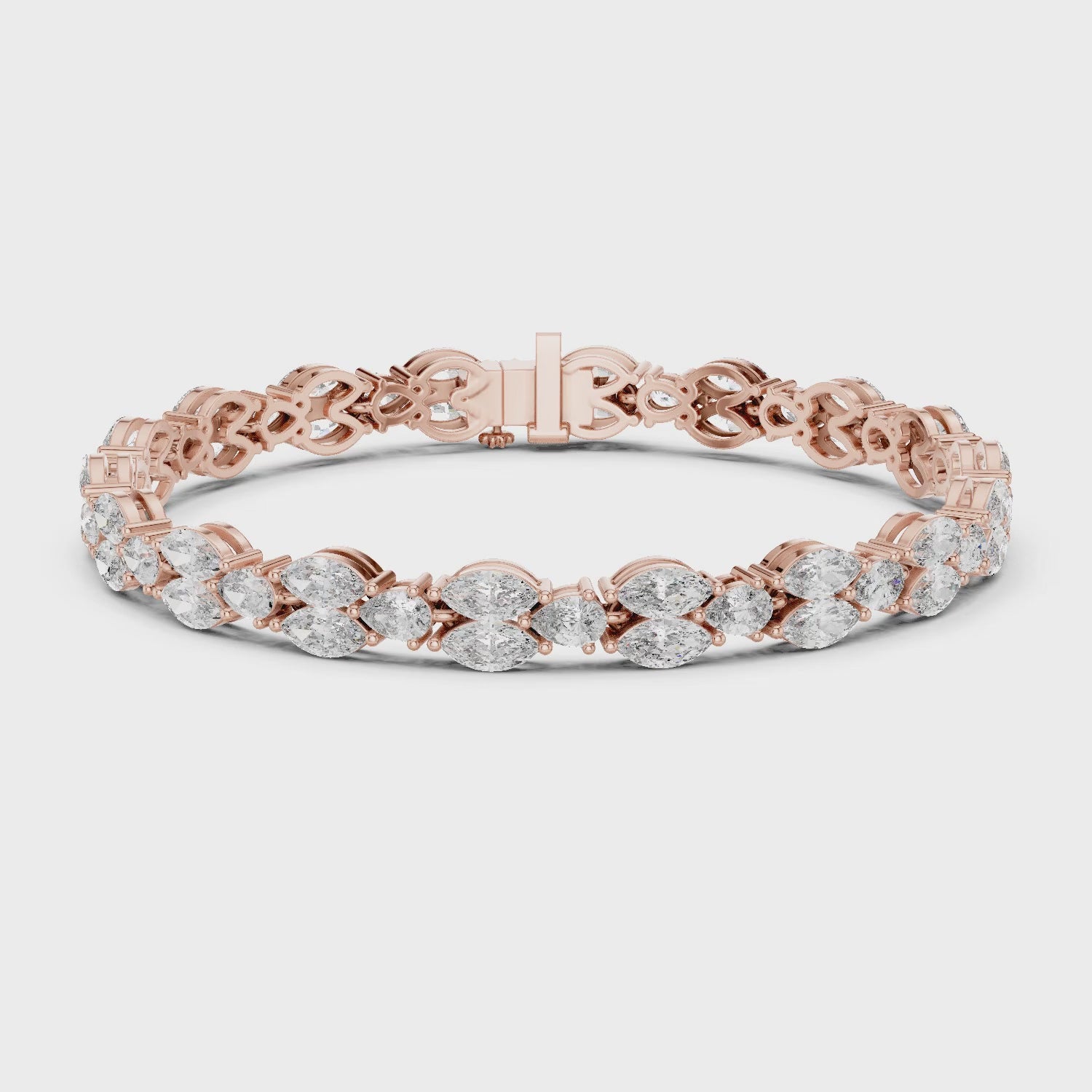 Aurora 10 Carat Marquise Lab Grown Diamond Tennis Bracelet - Rose Gold video