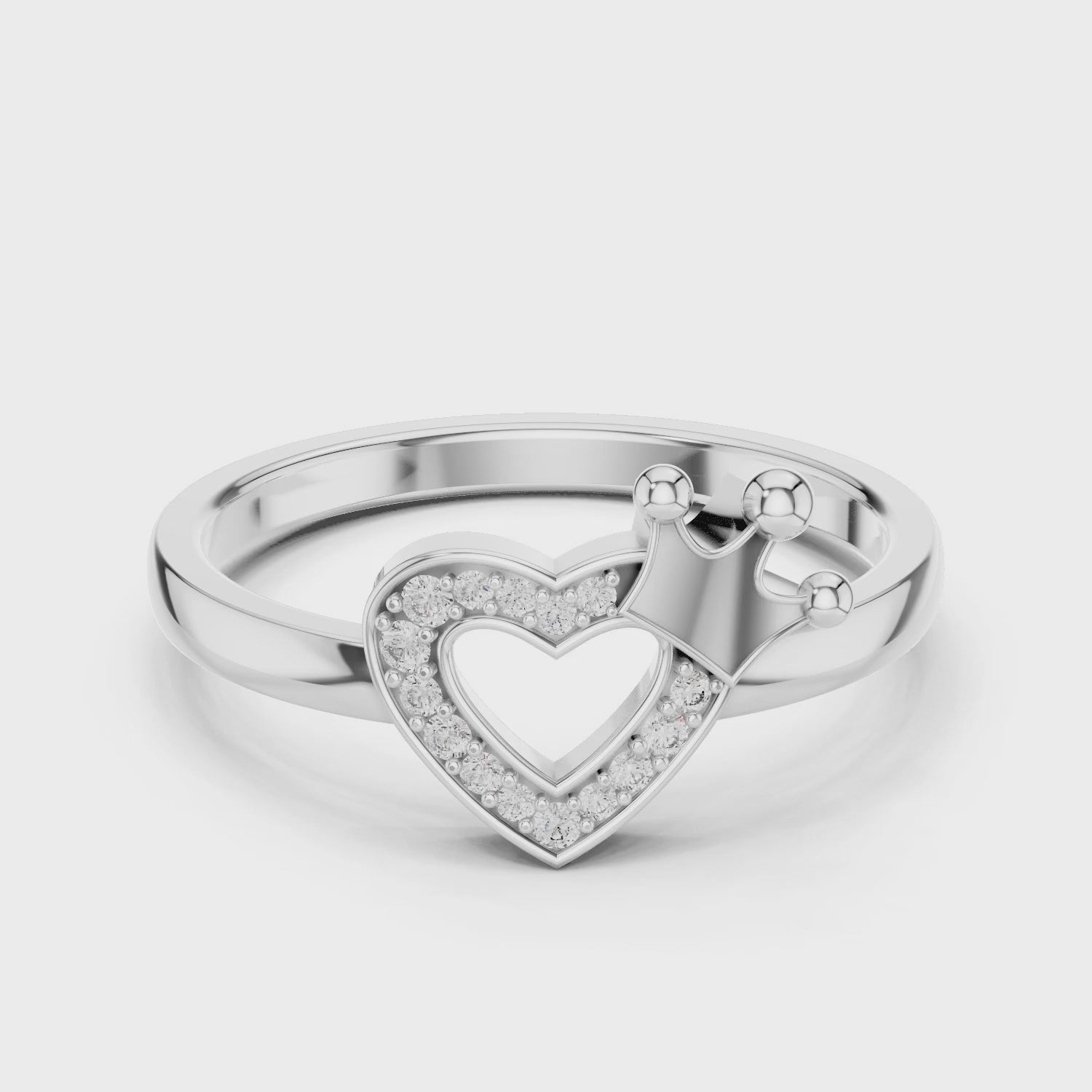 Amara Round Lab Grown Diamond Pave Heart Ring - White Gold video