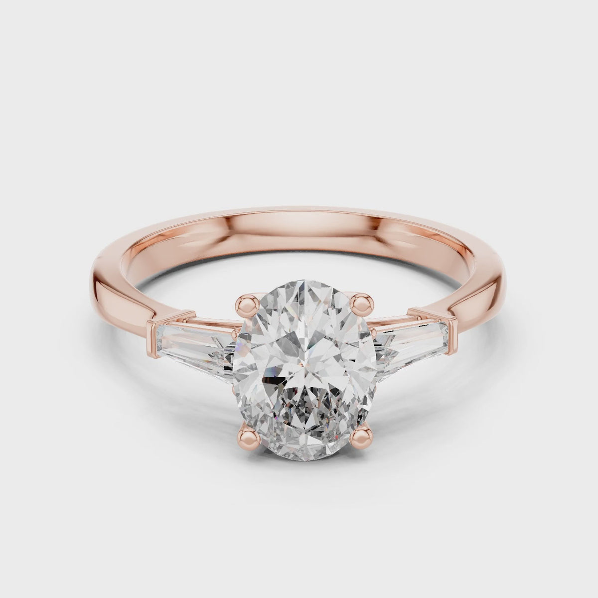 Sienna 1 Carat Oval Lab Grown Diamond Graduated Three Stone Ring - Rose Gold video