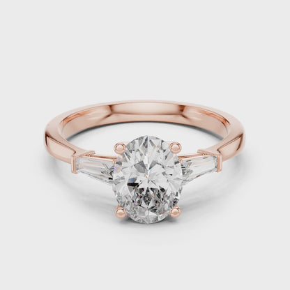 Sienna 1 Carat Oval Lab Grown Diamond Graduated Three Stone Ring - Rose Gold video