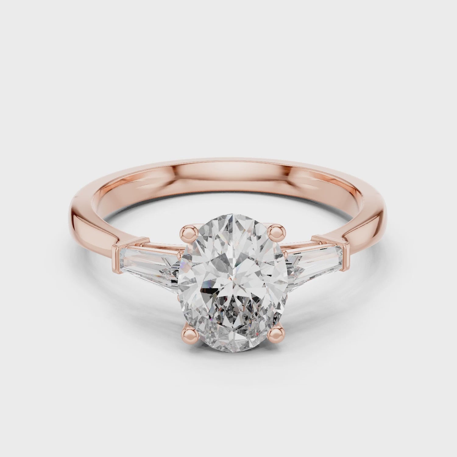 Sienna 1 Carat Oval Lab Grown Diamond Graduated Three Stone Ring - Rose Gold video