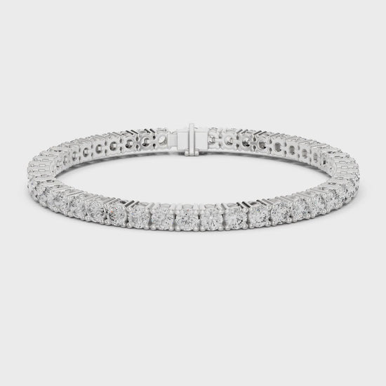 Aurora 8 Carat Round Lab Grown Diamond Double Row Tennis Bracelet - White Gold video