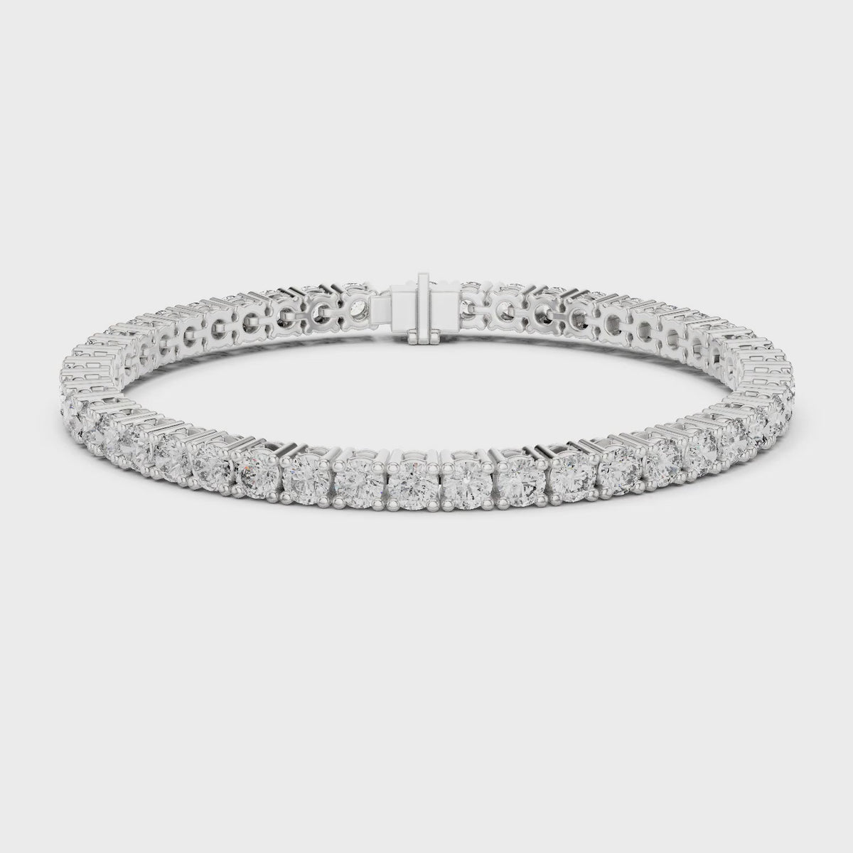 Aurora 8 Carat Round Lab Grown Diamond Double Row Tennis Bracelet - White Gold video
