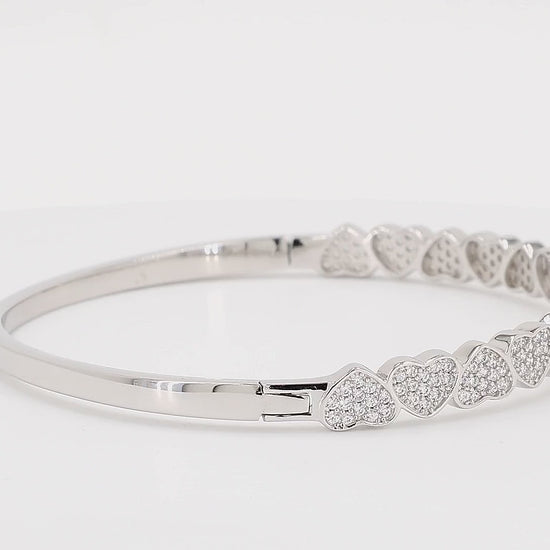 Divara Josephine Bangle sterling silver 925 cubic zirconia bracelet, 360 degree video
