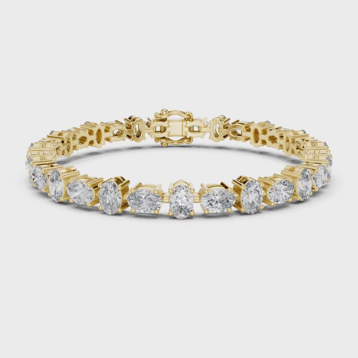 Aurora 8 Carat Oval Lab Grown Diamond Tennis Bracelet - Yellow Gold video
