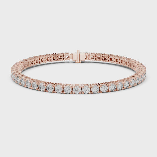Aurora 7 Carat Round Lab Grown Diamond Collet Tennis Bracelet - Rose Gold video