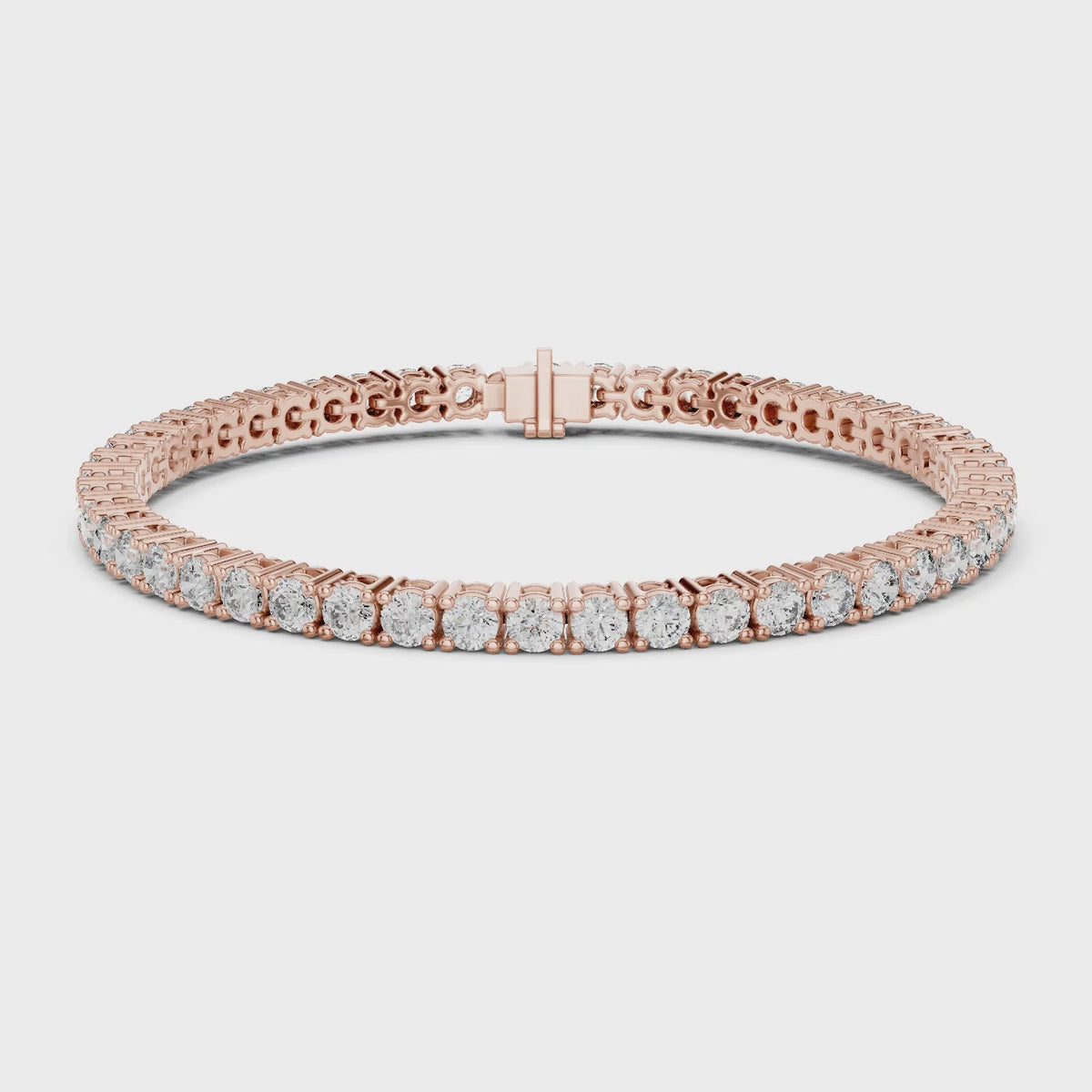 Aurora 7 Carat Round Lab Grown Diamond Collet Tennis Bracelet - Rose Gold video