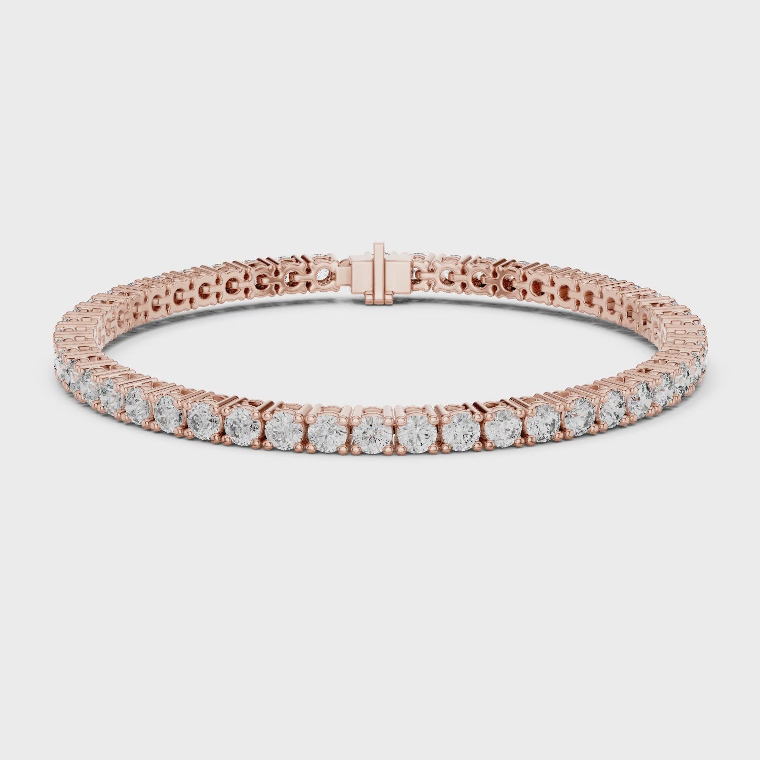 Aurora 7 Carat Round Lab Grown Diamond Collet Tennis Bracelet - Rose Gold video