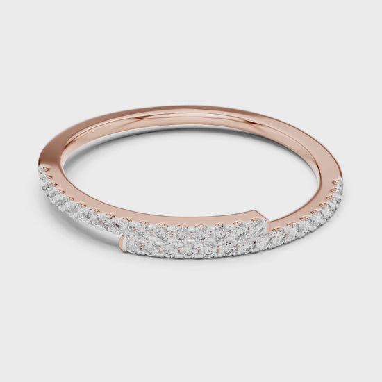 Aurora Round Lab Grown Diamond Double Row Half Eternity Ring - Rose Gold video
