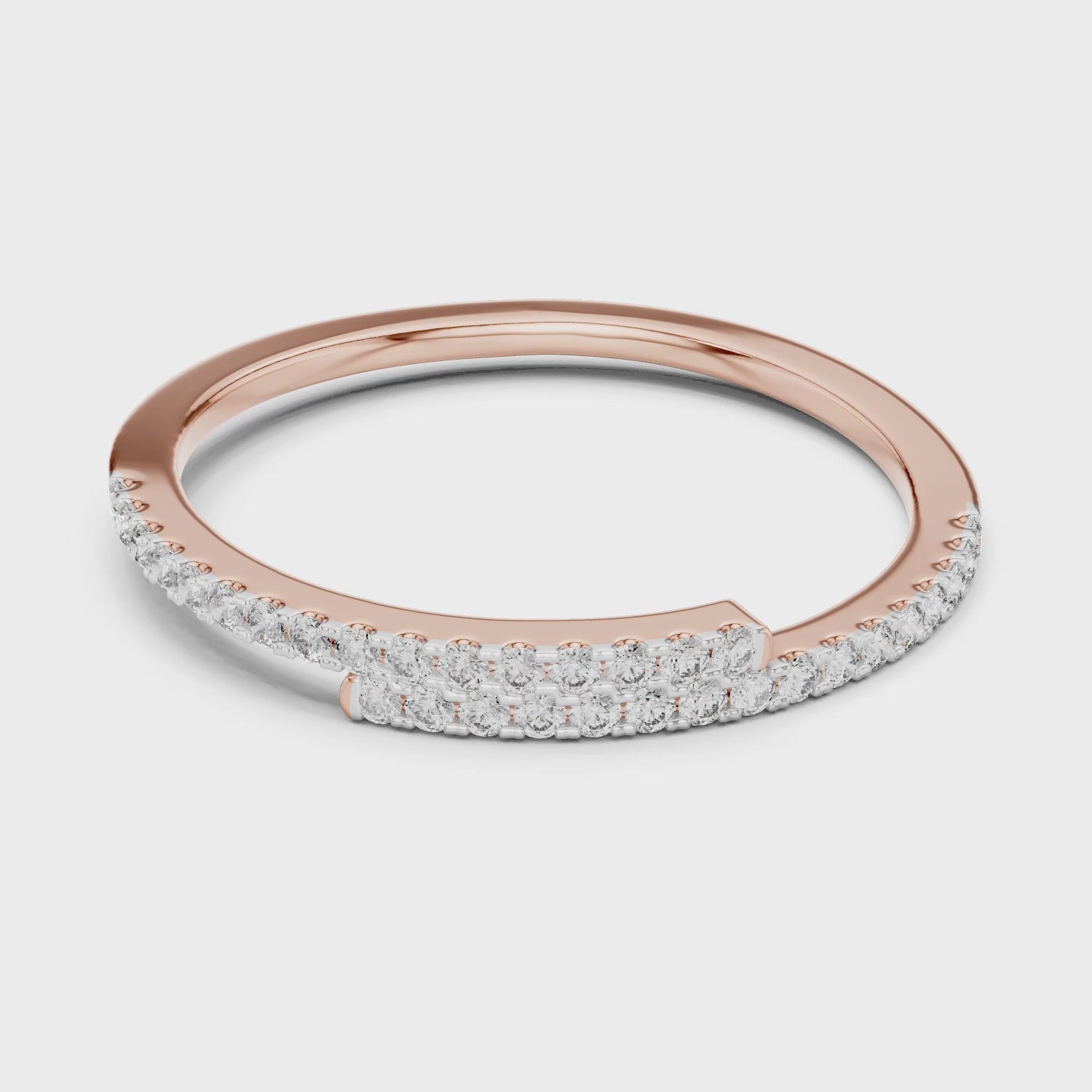 Aurora Round Lab Grown Diamond Double Row Half Eternity Ring - Rose Gold video