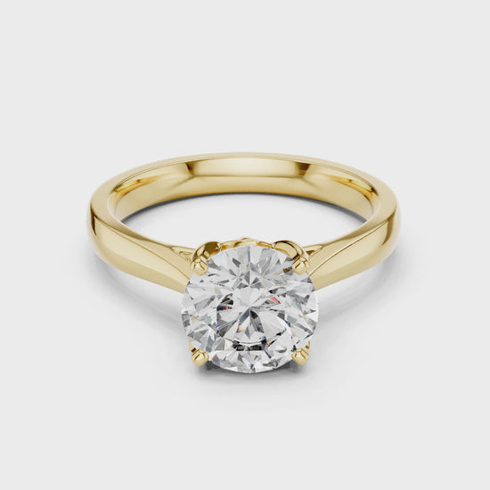 Clara 1.5 Carat Round Lab Grown Diamond Openwork Solitaire Engagement Ring - Yellow Gold video
