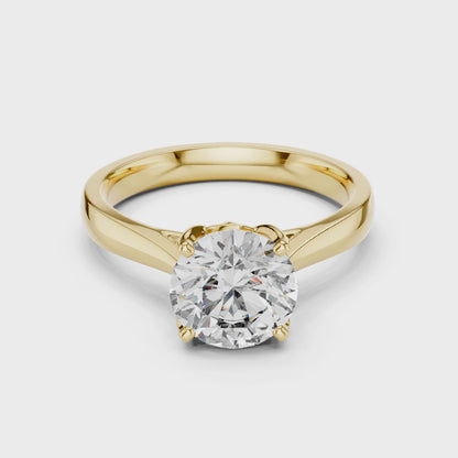 Clara 1.5 Carat Round Lab Grown Diamond Openwork Solitaire Engagement Ring - Yellow Gold video