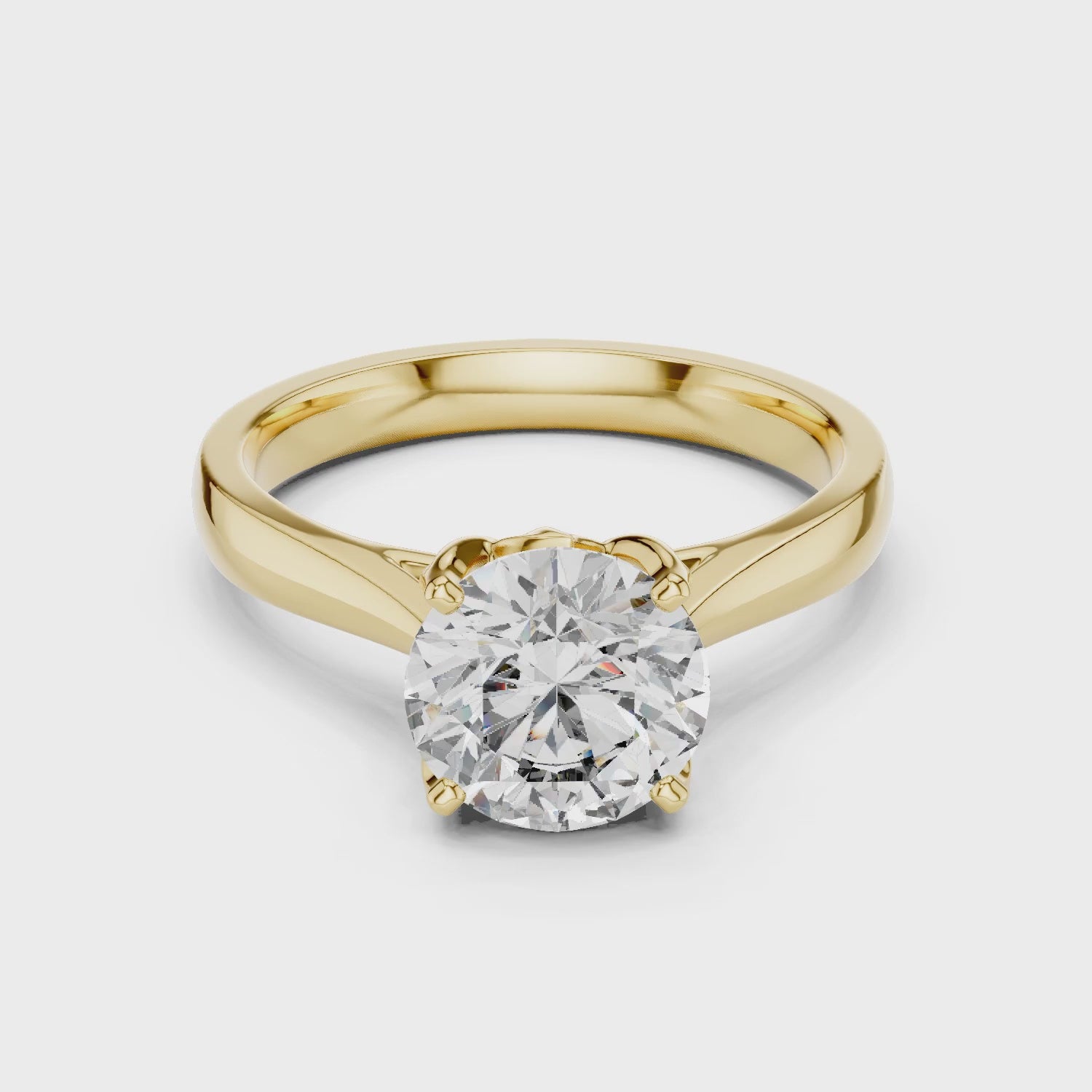 Clara 1.5 Carat Round Lab Grown Diamond Openwork Solitaire Engagement Ring - Yellow Gold video