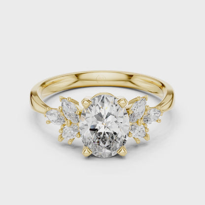 Flora 1 Carat Oval Lab Grown Diamond Engagement Ring - Yellow Gold video