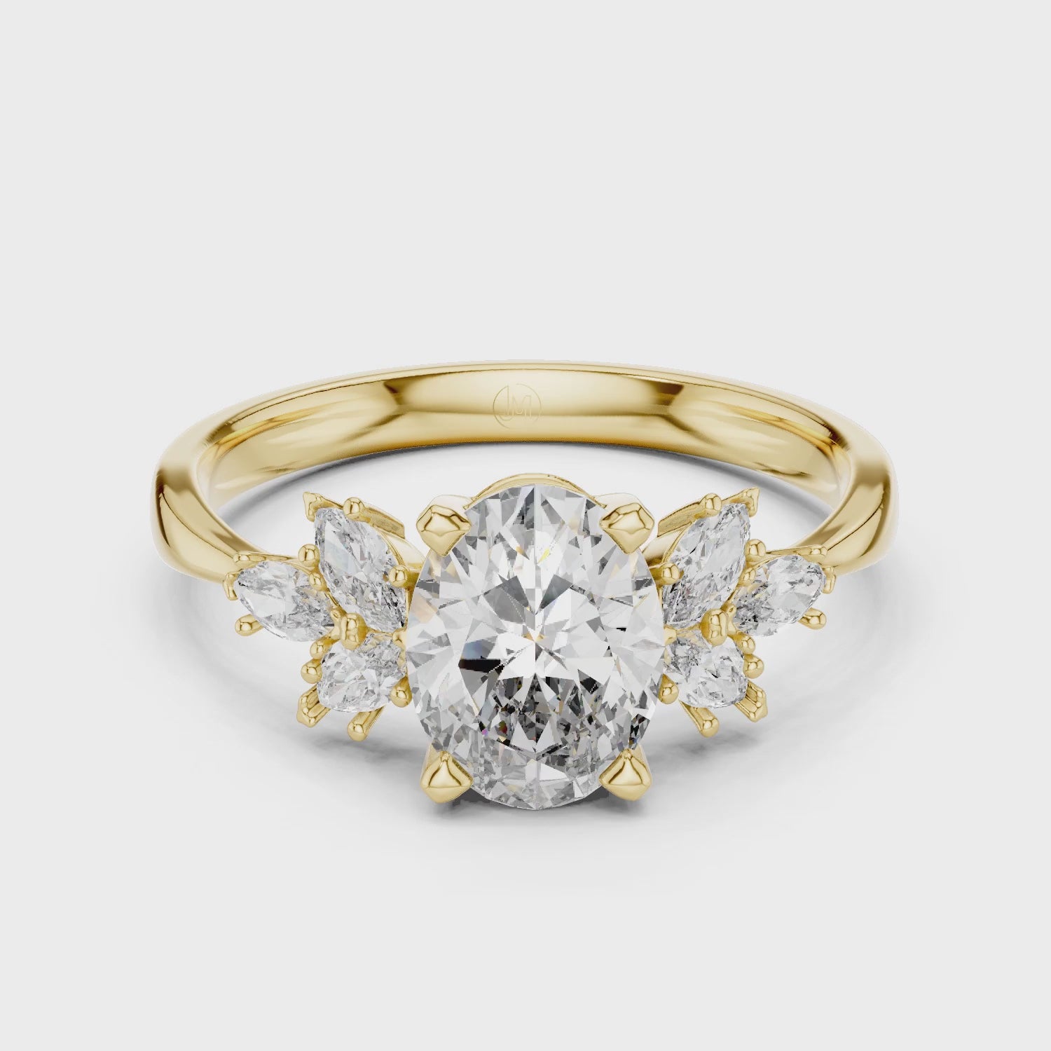 Flora 1 Carat Oval Lab Grown Diamond Engagement Ring - Yellow Gold video