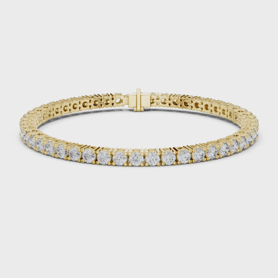 Aurora 7 Carat Round Lab Grown Diamond Collet Tennis Bracelet - Yellow Gold video