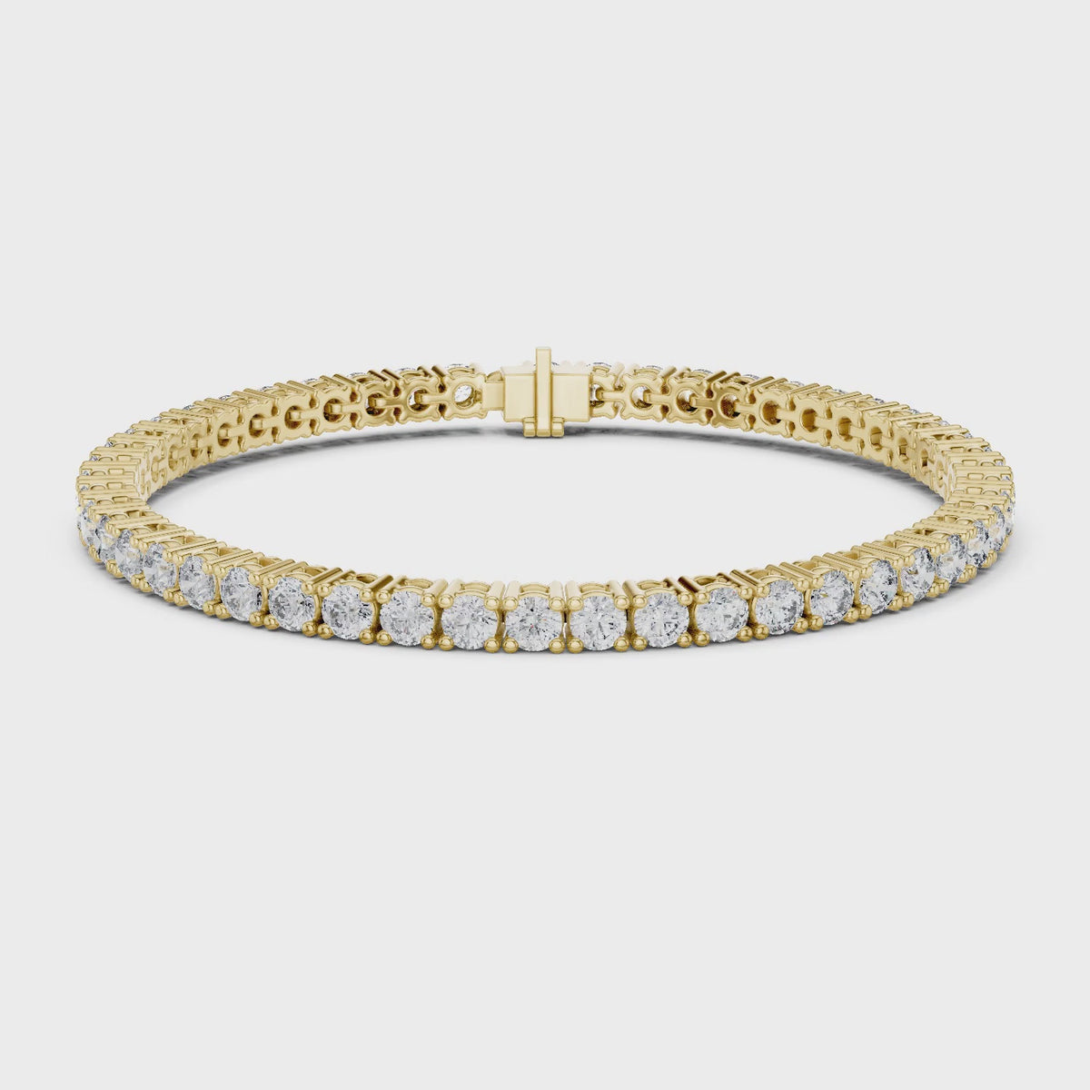 Aurora 7 Carat Round Lab Grown Diamond Collet Tennis Bracelet - Yellow Gold video