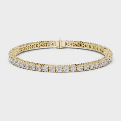 Aurora 7 Carat Round Lab Grown Diamond Collet Tennis Bracelet - Yellow Gold video