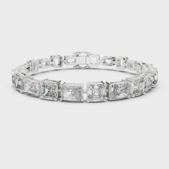 Vera 12 Carat Radiant Lab Grown Diamond Collet Tennis Bracelet - White Gold video