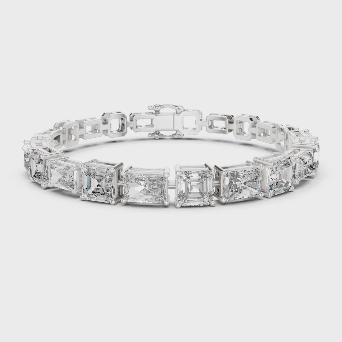 Vera 12 Carat Radiant Lab Grown Diamond Collet Tennis Bracelet - White Gold video