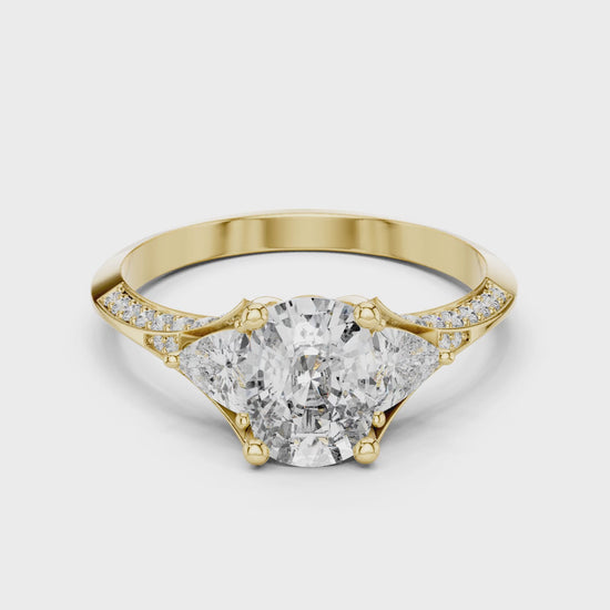 Sienna 1 Carat Cushion Lab Grown Diamond Engagement Ring - Yellow Gold video