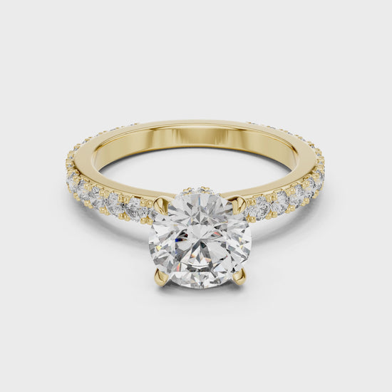Sienna 1 Carat Round Lab Grown Diamond Slim Engagement Ring - Yellow Gold video