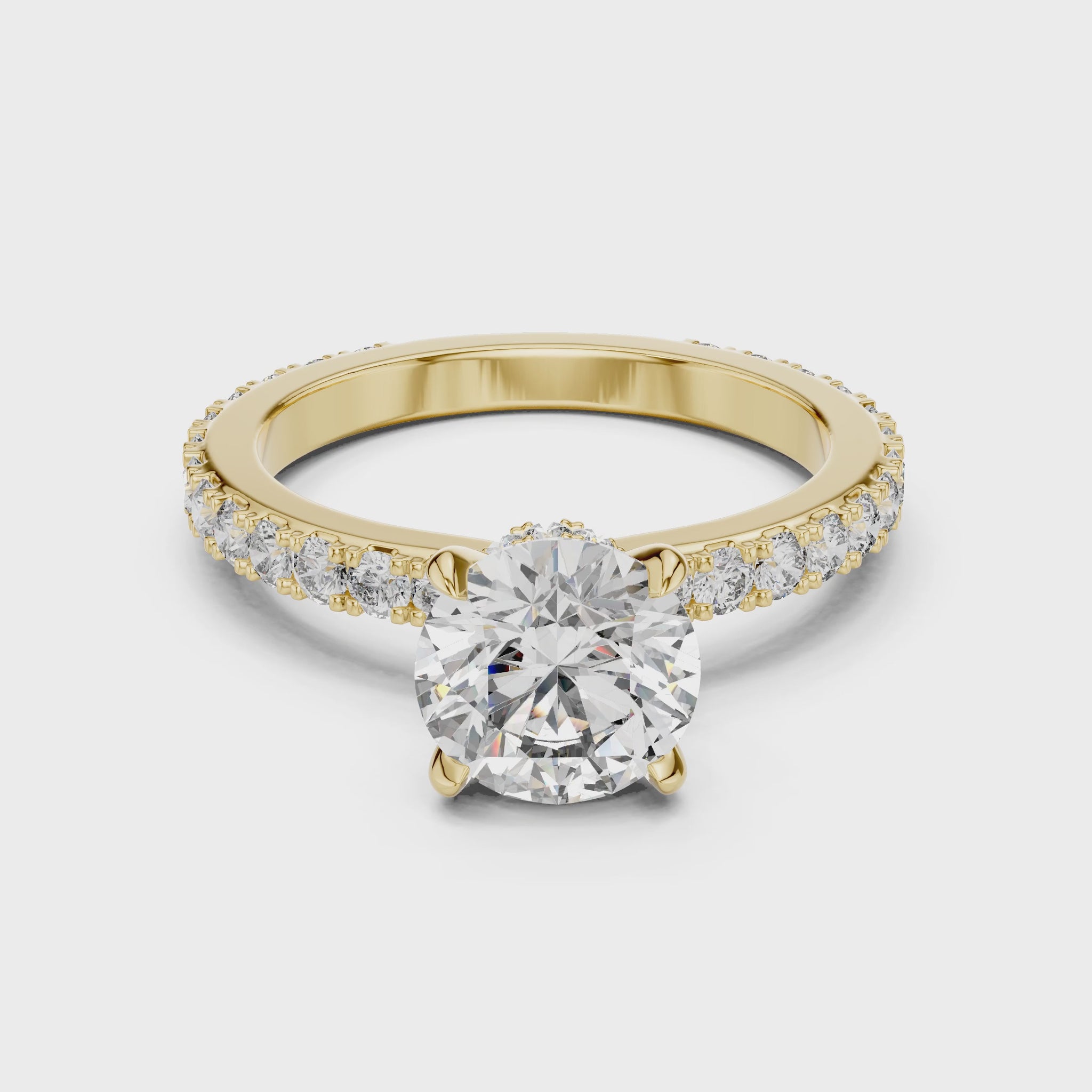 Sienna 1 Carat Round Lab Grown Diamond Slim Engagement Ring - Yellow Gold video