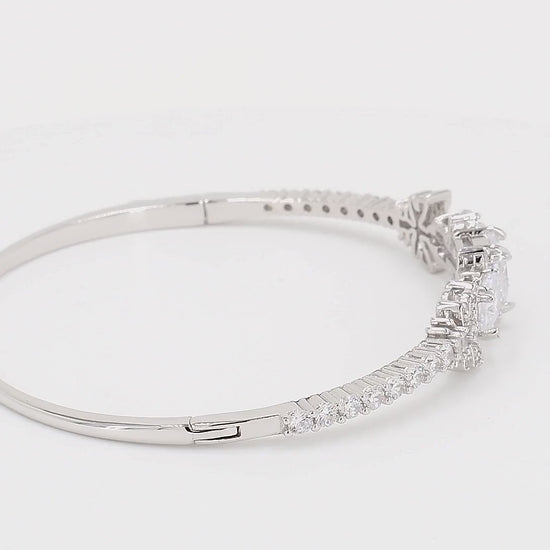 Divara Seraphine Bangle sterling silver 925 cubic zirconia bracelet, 360 degree video