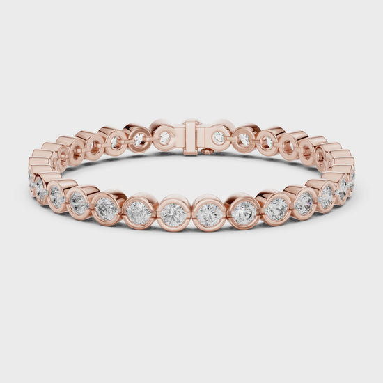 Isla 10 Carat Round Lab Grown Diamond Tennis Bracelet - Rose Gold video