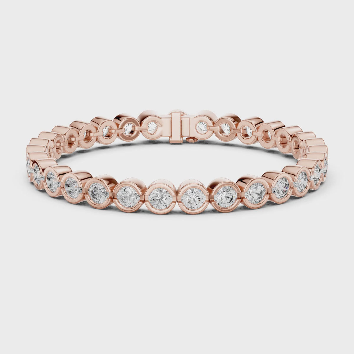 Isla 10 Carat Round Lab Grown Diamond Tennis Bracelet - Rose Gold video