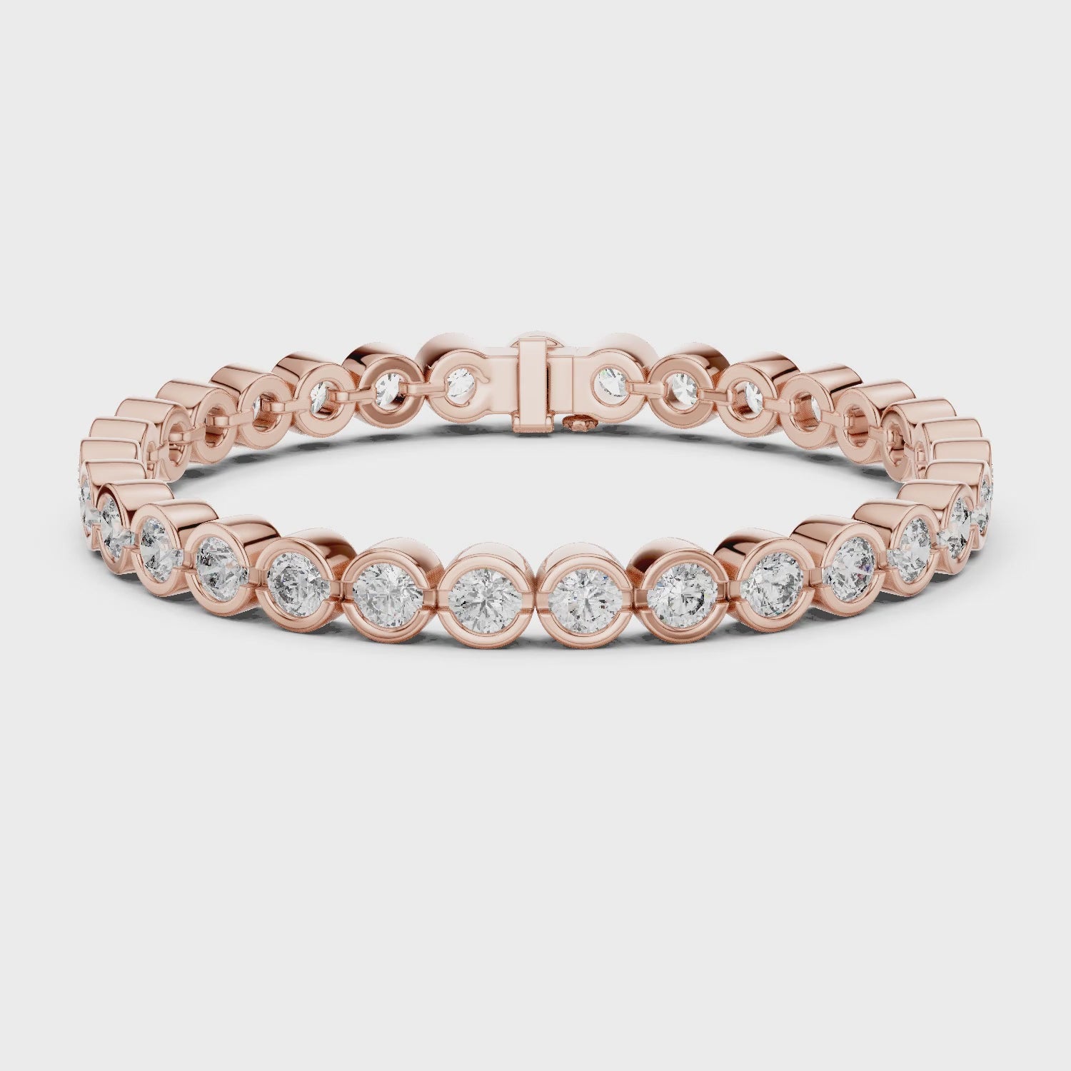 Isla 10 Carat Round Lab Grown Diamond Tennis Bracelet - Rose Gold video