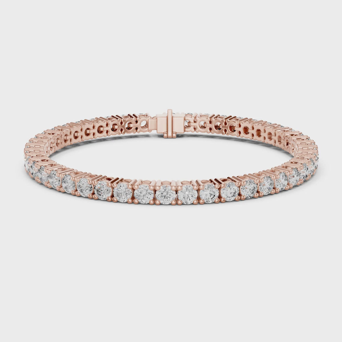 Aurora 8 Carat Round Lab Grown Diamond Double Row Tennis Bracelet - Rose Gold video