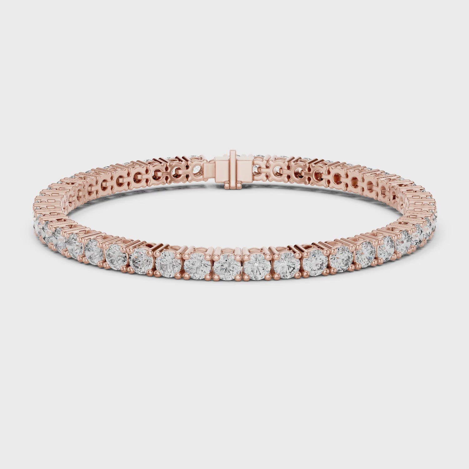 Aurora 8 Carat Round Lab Grown Diamond Double Row Tennis Bracelet - Rose Gold video