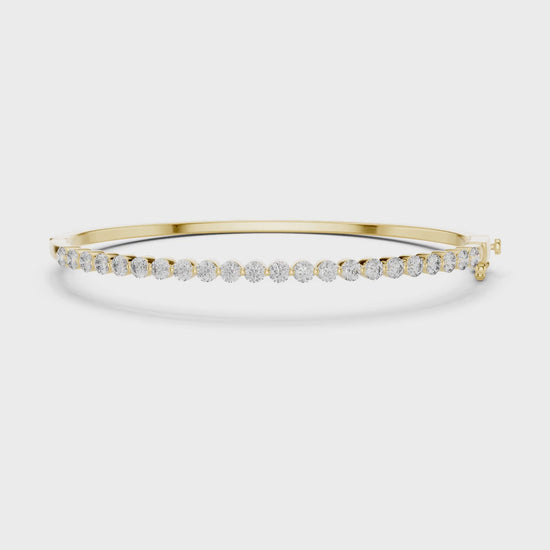 Aurora 2 Carat Round Lab Grown Diamond Statement Bangle - Yellow Gold video