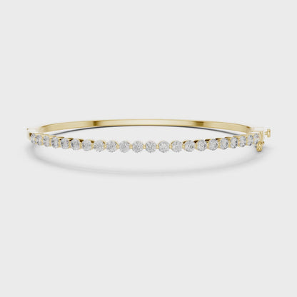 Aurora 2 Carat Round Lab Grown Diamond Statement Bangle - Yellow Gold video