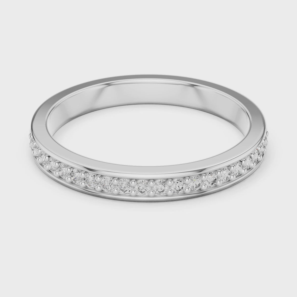 Aurora Round Lab Grown Diamond Pave Half Eternity Ring - White Gold video