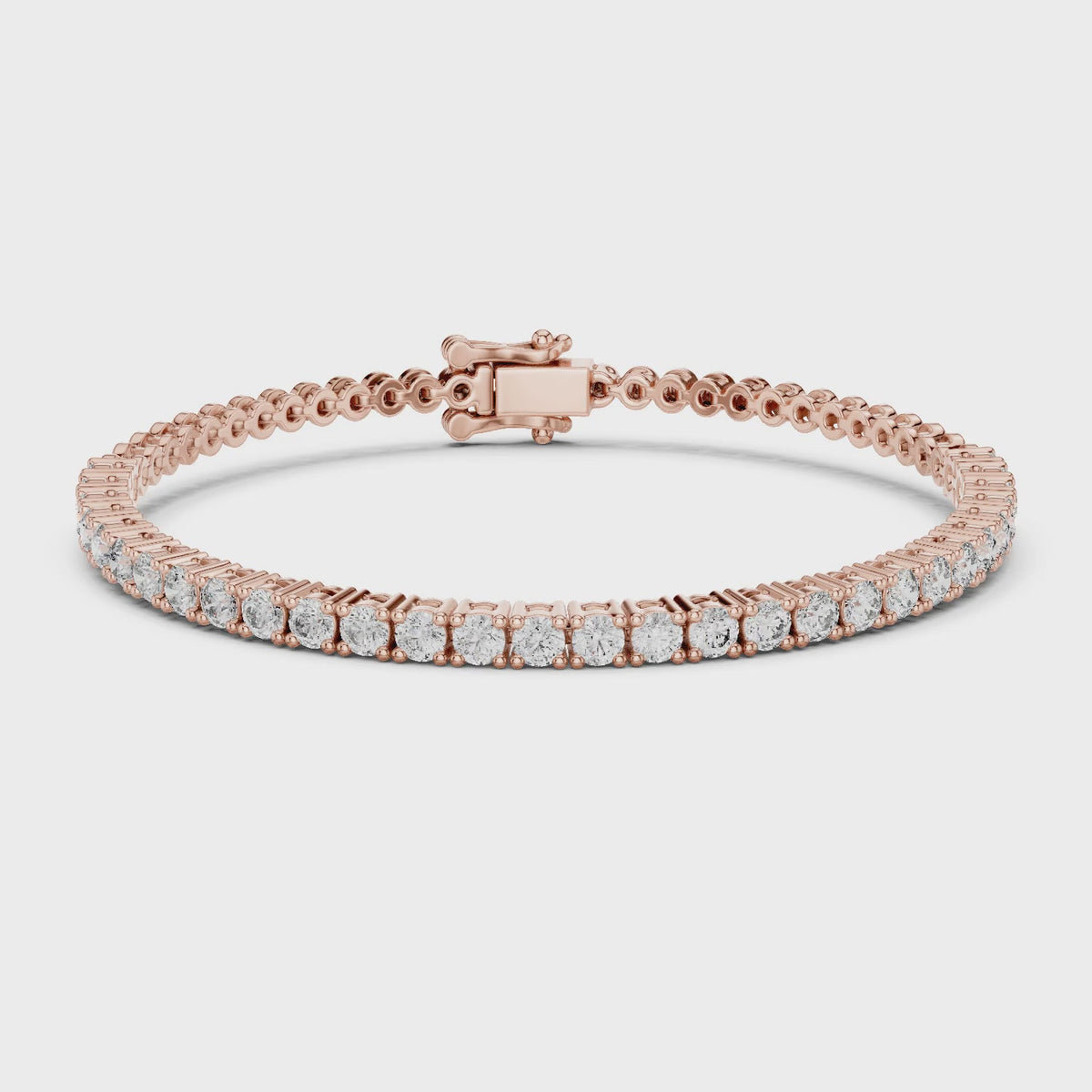 Aurora 2 Carat Round Lab Grown Diamond Tennis Bracelet - Rose Gold video