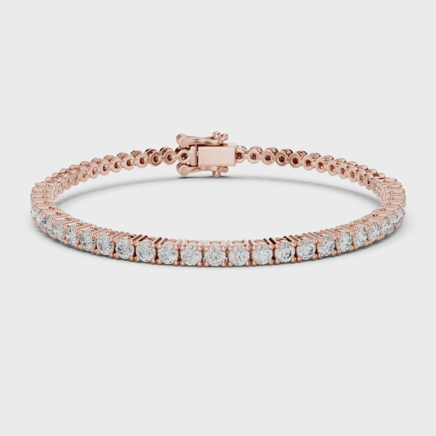 Aurora 2 Carat Round Lab Grown Diamond Tennis Bracelet - Rose Gold video