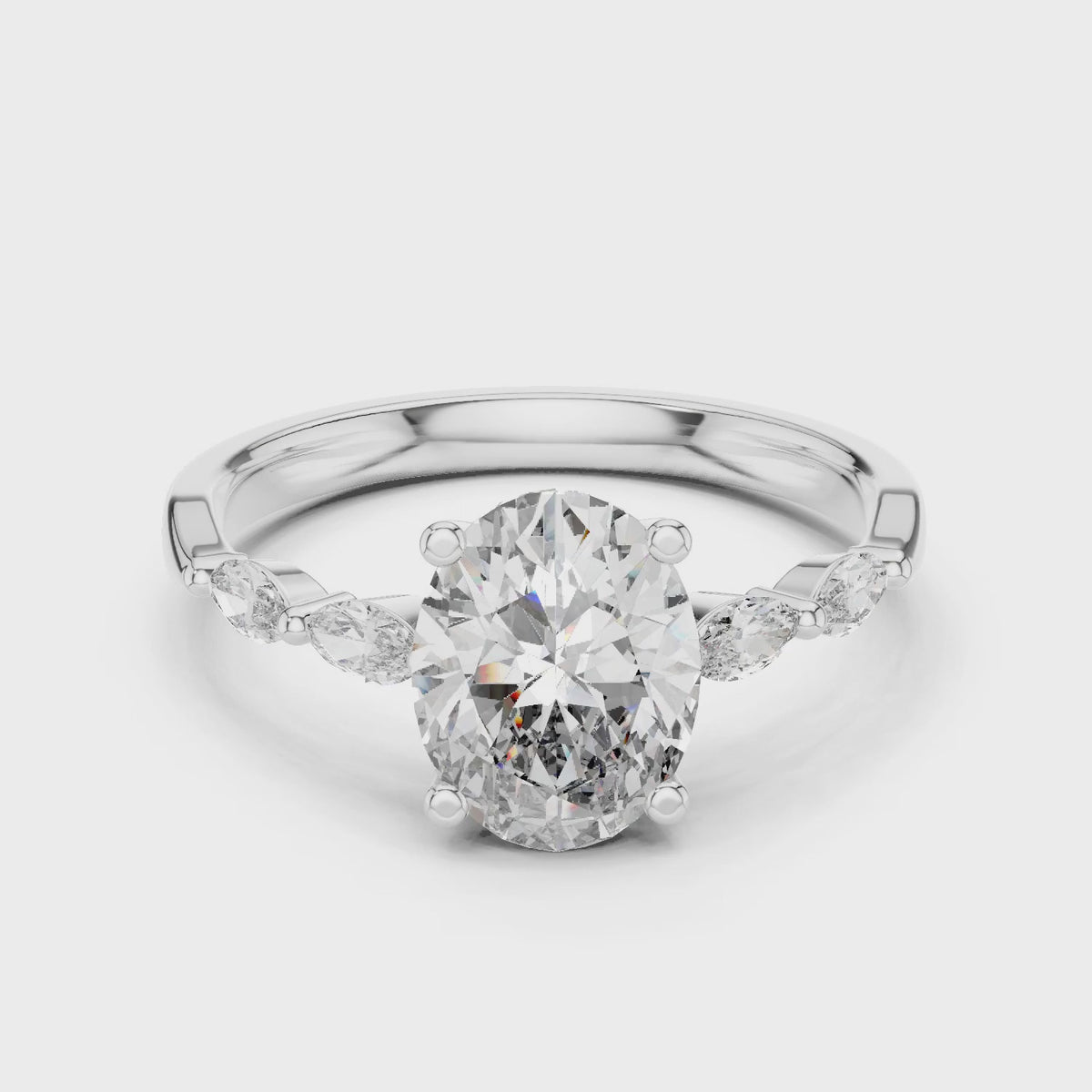 Flora 5 Carat Oval Lab Grown Diamond Engagement Ring - White Gold video