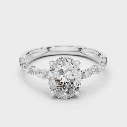 Flora 5 Carat Oval Lab Grown Diamond Engagement Ring - White Gold video