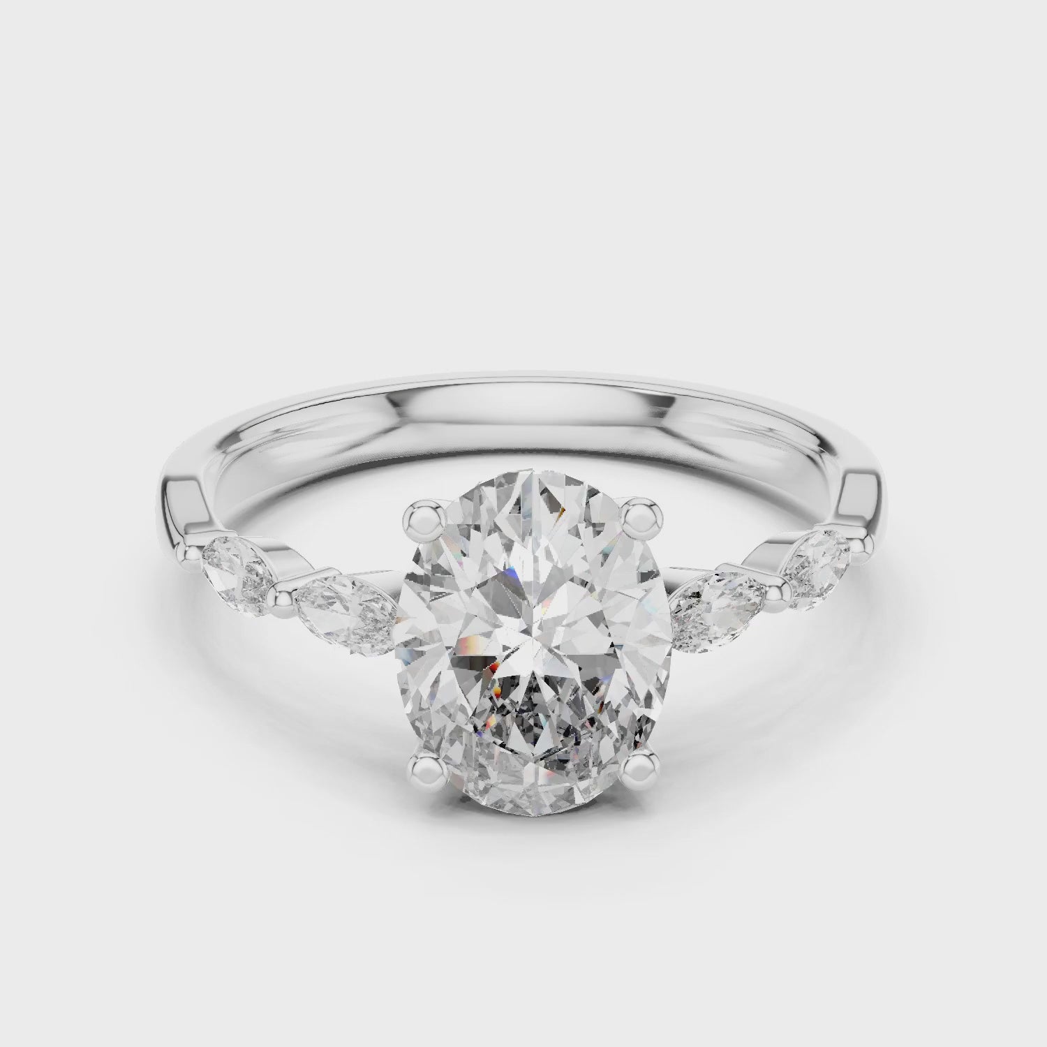 Flora 5 Carat Oval Lab Grown Diamond Engagement Ring - White Gold video